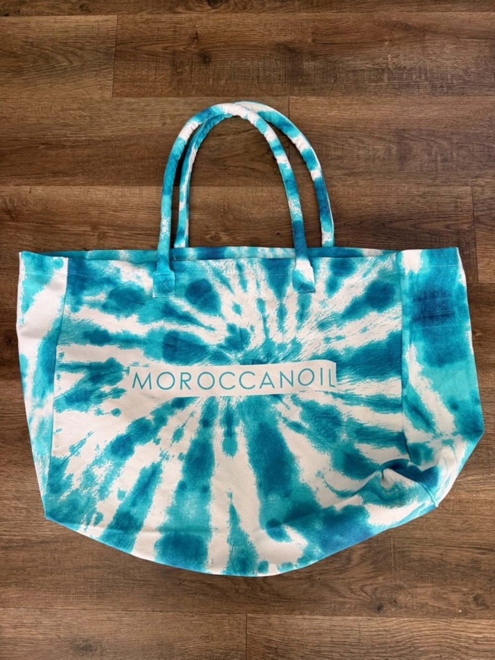 Moroccanoil Turquoise and White Tie-Dye Canvas Tote